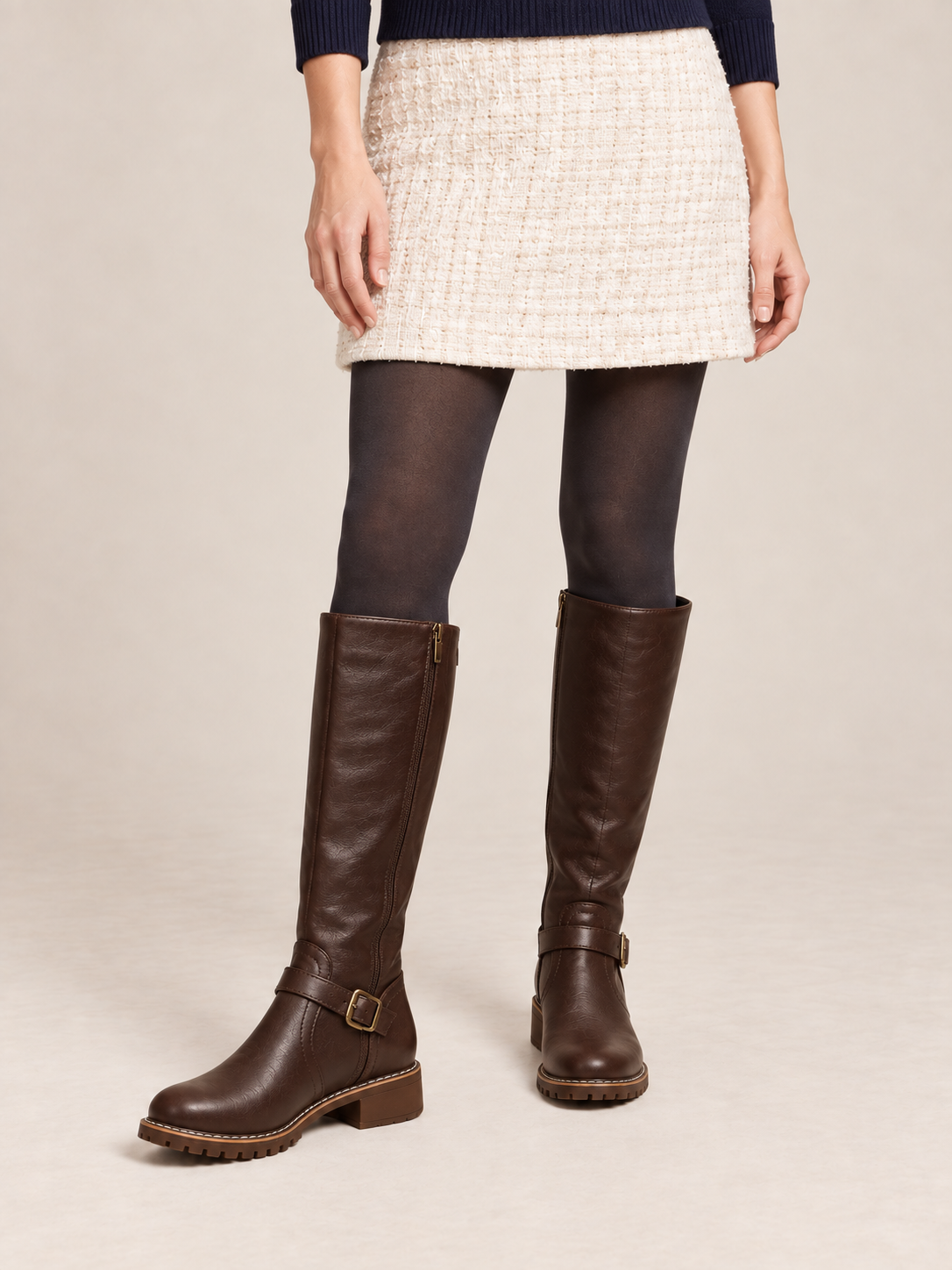 Agathe — Leather high boots with strap
