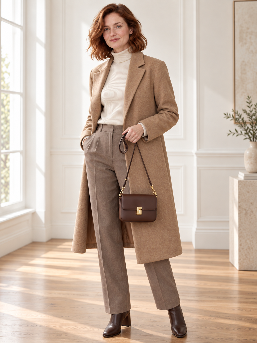 Borsa a tracolla in pelle con chiusura dorata — Camille