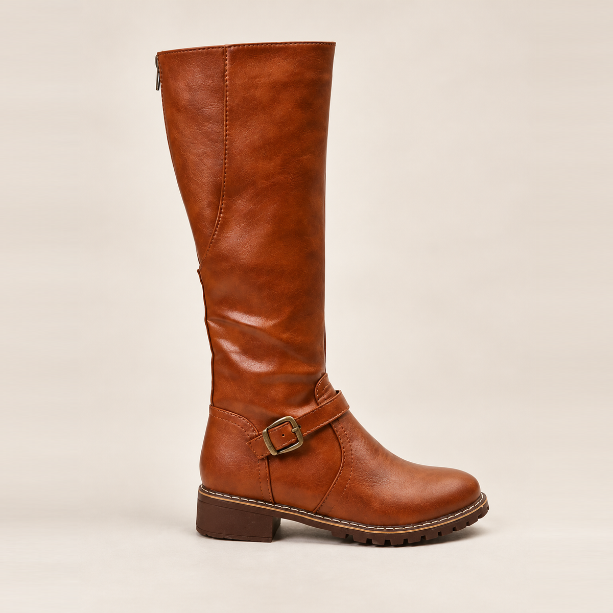 Agathe — Leather high boots with strap