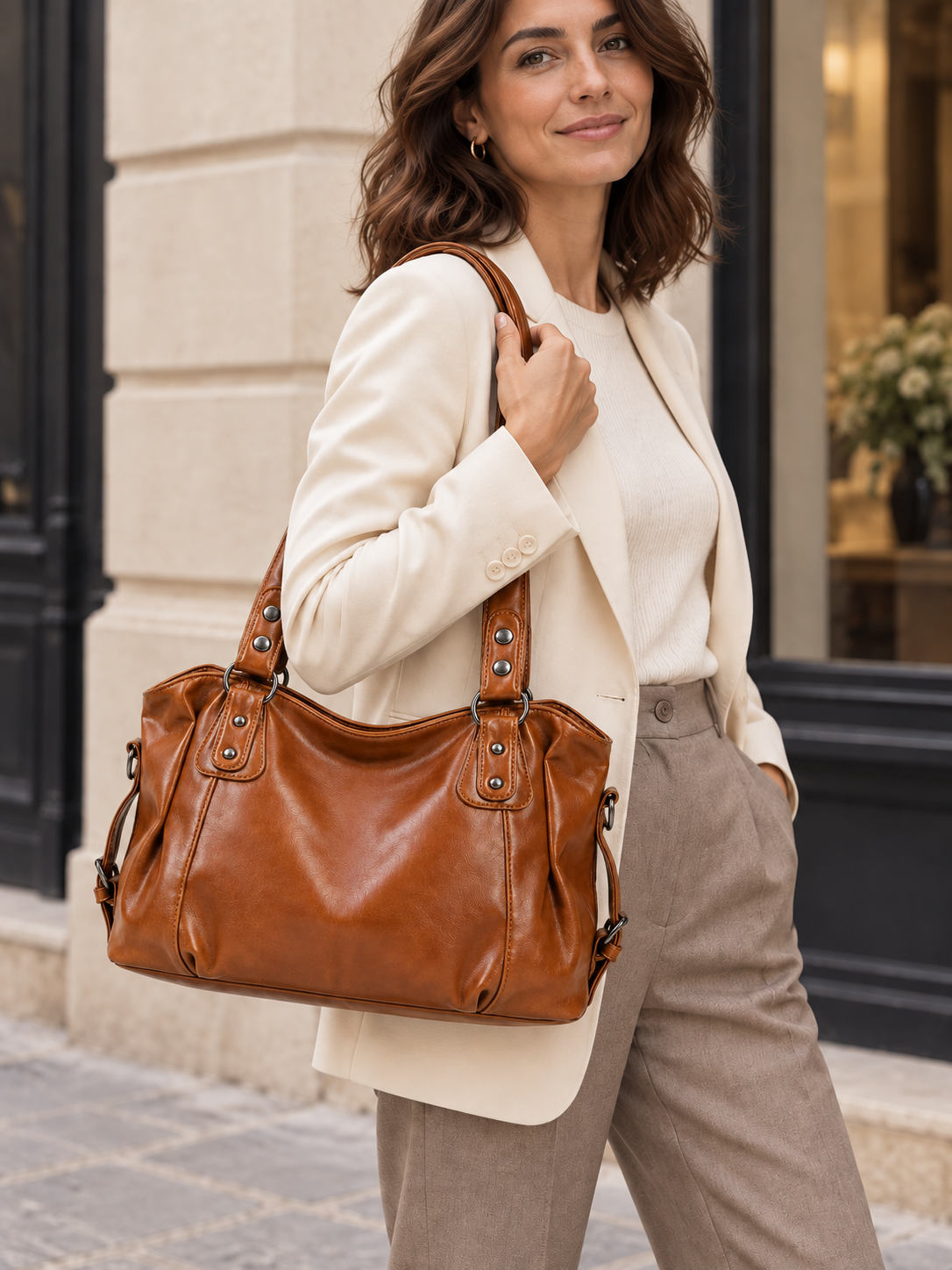 Sac porté épaule en cuir souple — Clémence