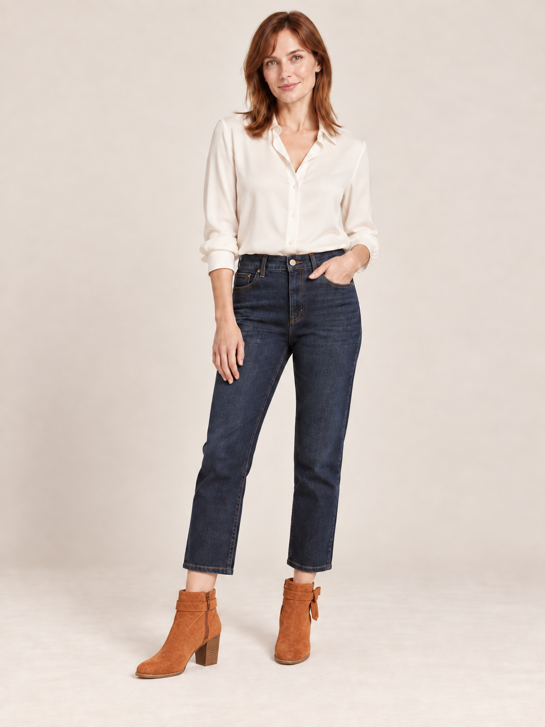 Stivaletti in suede con fiocco laterale — Lucile