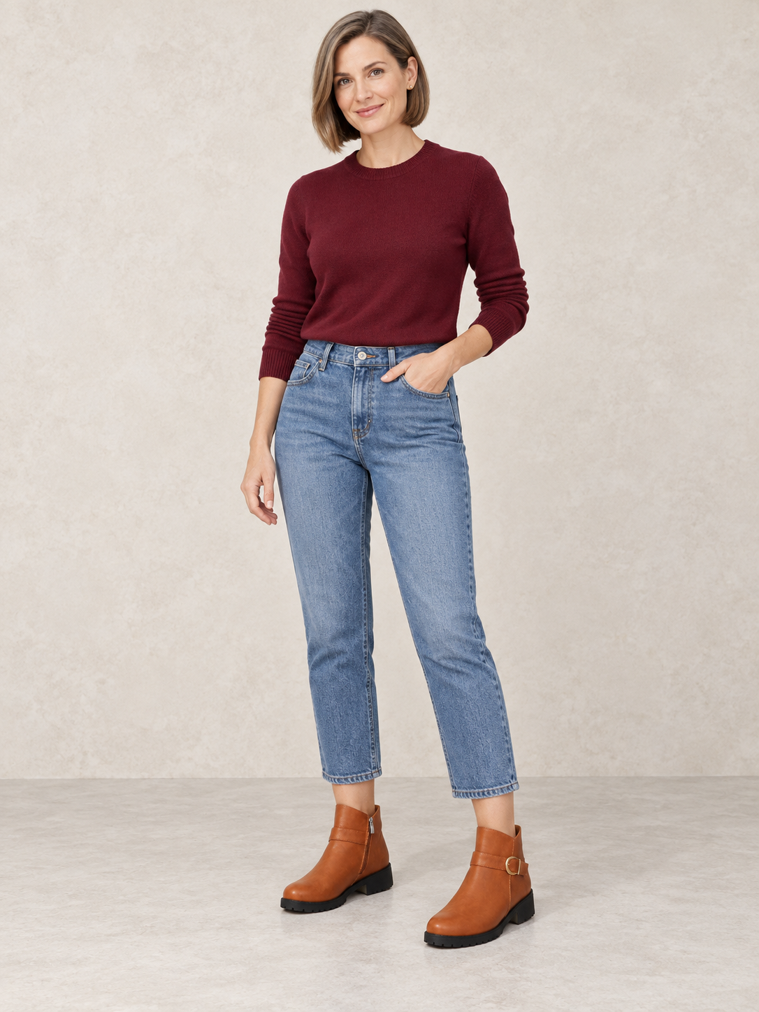 Bottines en cuir à boucle dorée — Pauline