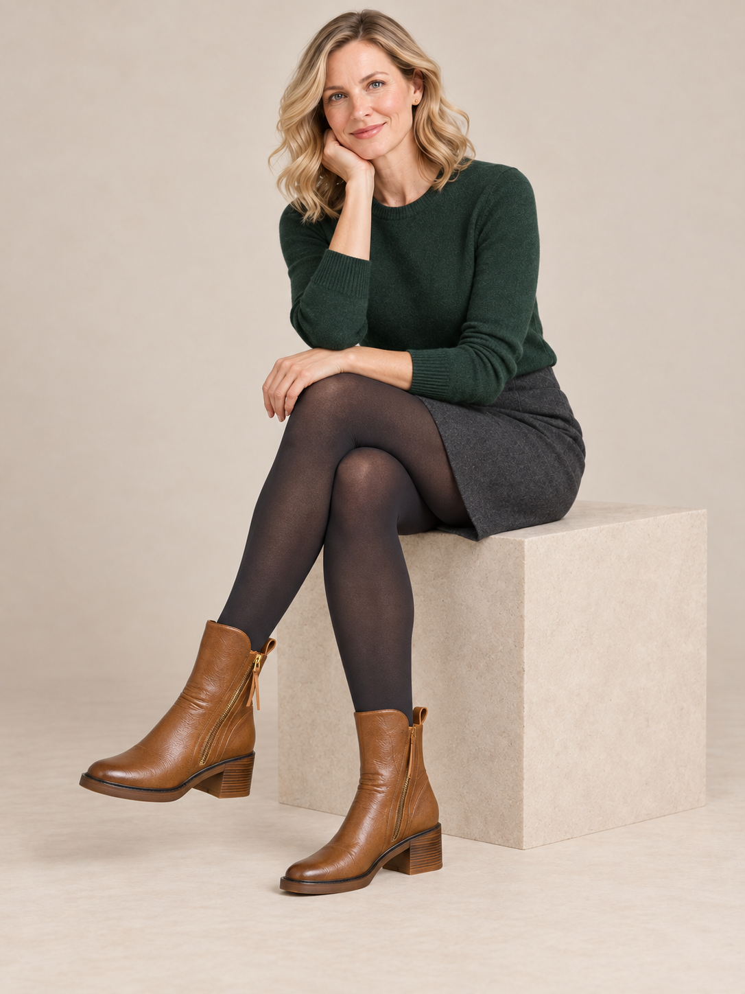 Stivaletti in pelle con zip dorata — Célestine
