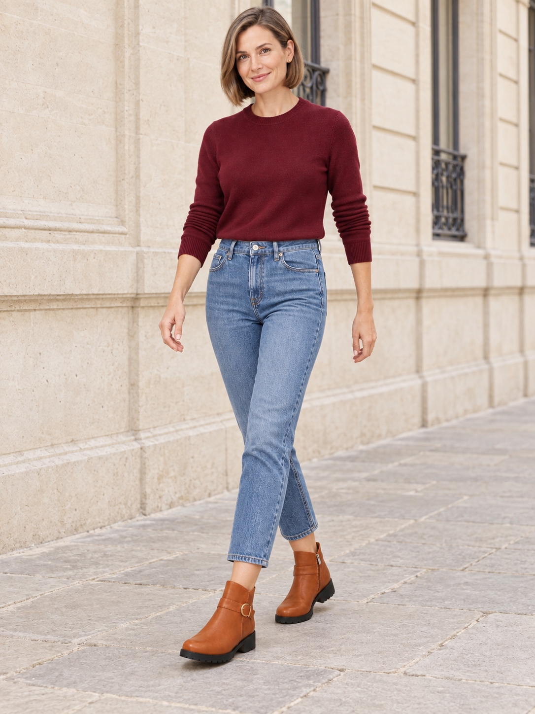 Bottines en cuir à boucle dorée — Pauline
