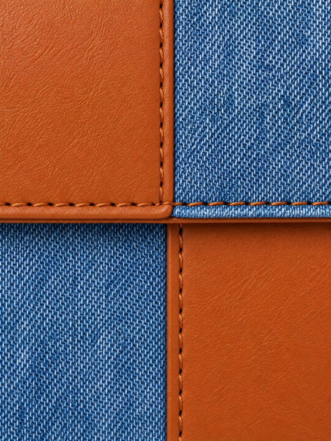 Sac à main en cuir et toile denim — Albane