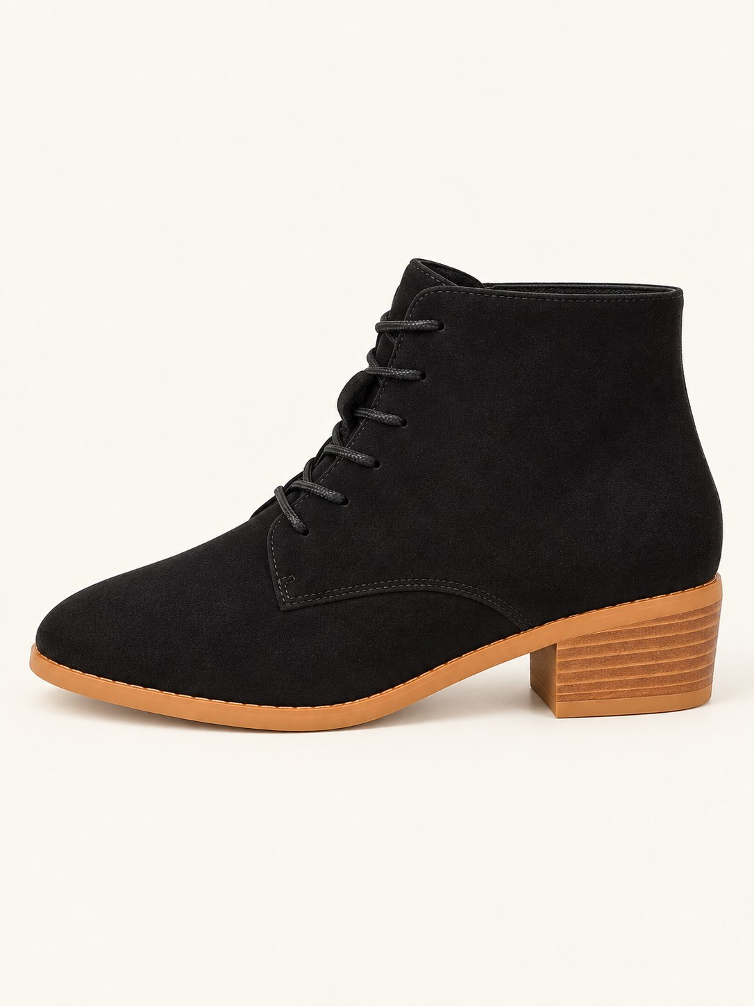 Domitille — Noir — Bottines en suède à lacets, vue de profil