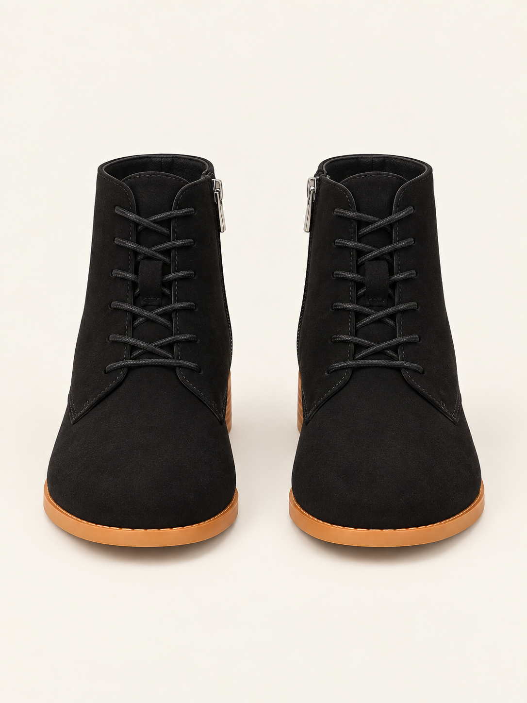 Domitille — Noir — Bottines en suède à lacets, vue de face