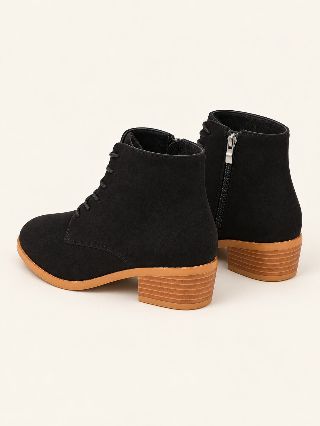 Domitille — Noir — Bottines en suède à lacets, vue arrière