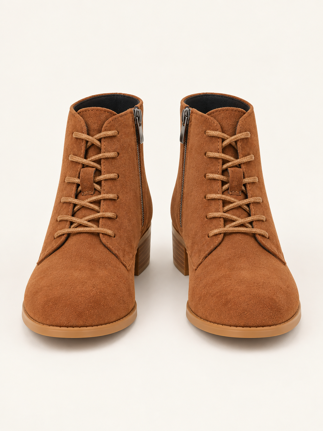 Domitille — Marron — Bottines en suède à lacets, vue de face