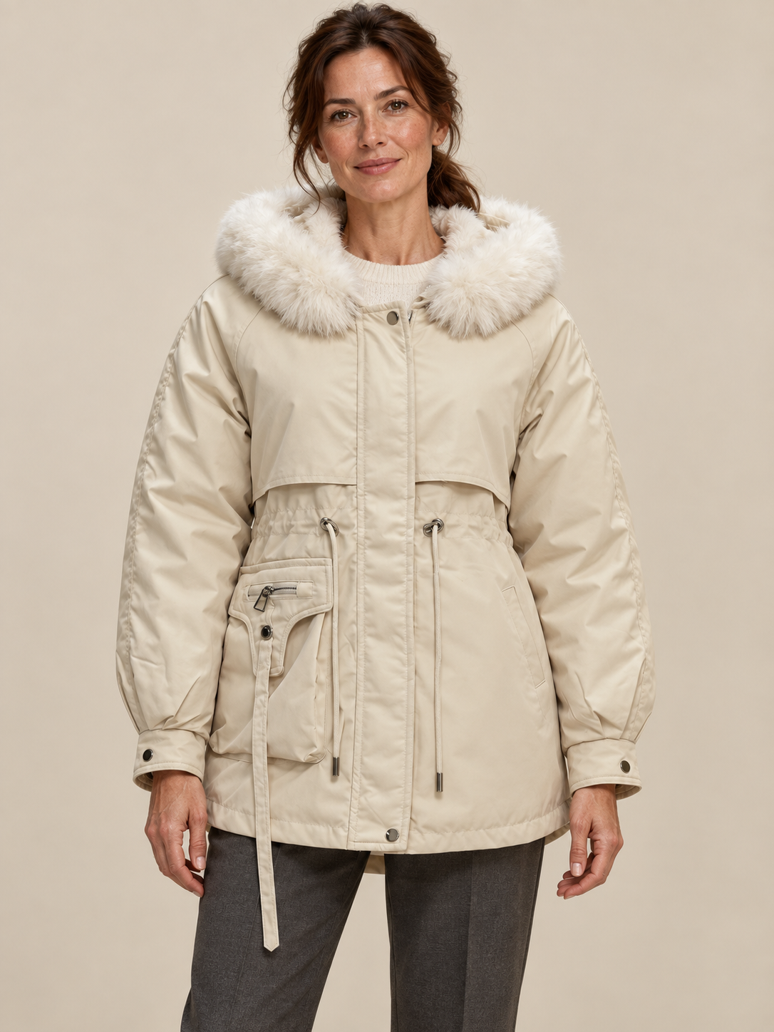 Parka à capuche et doublure aspect fourrure — Solène