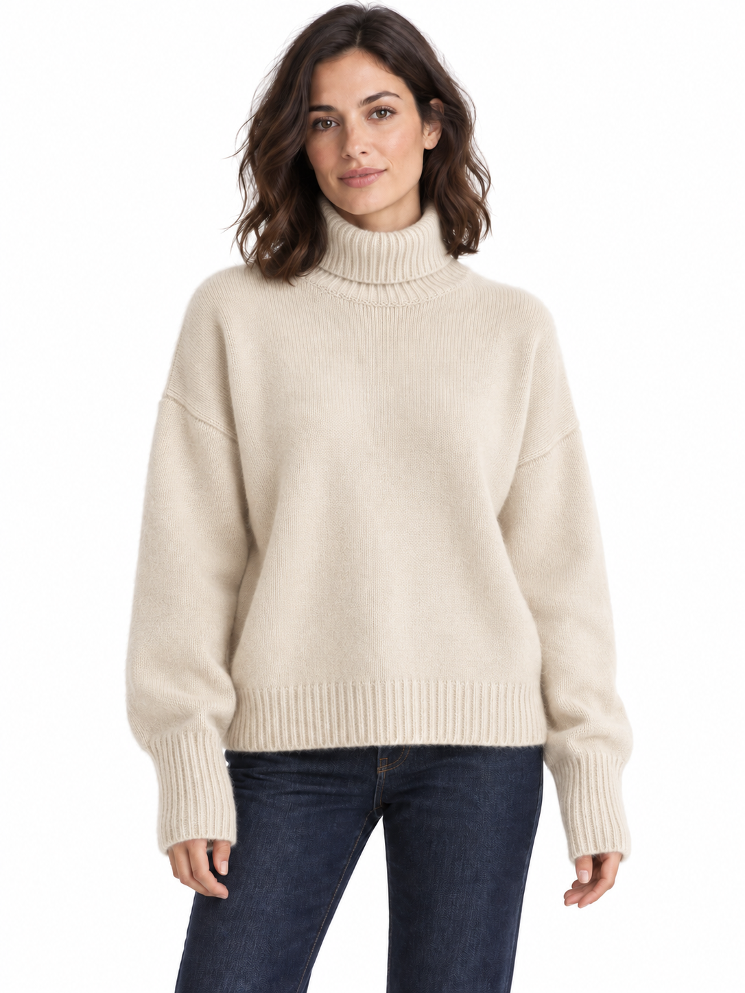 Pull en laine à col montant et poignets longs — Louise
