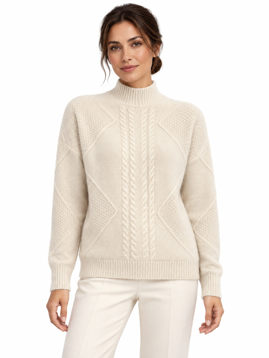 Pull en laine à motifs et col montant — Margot
