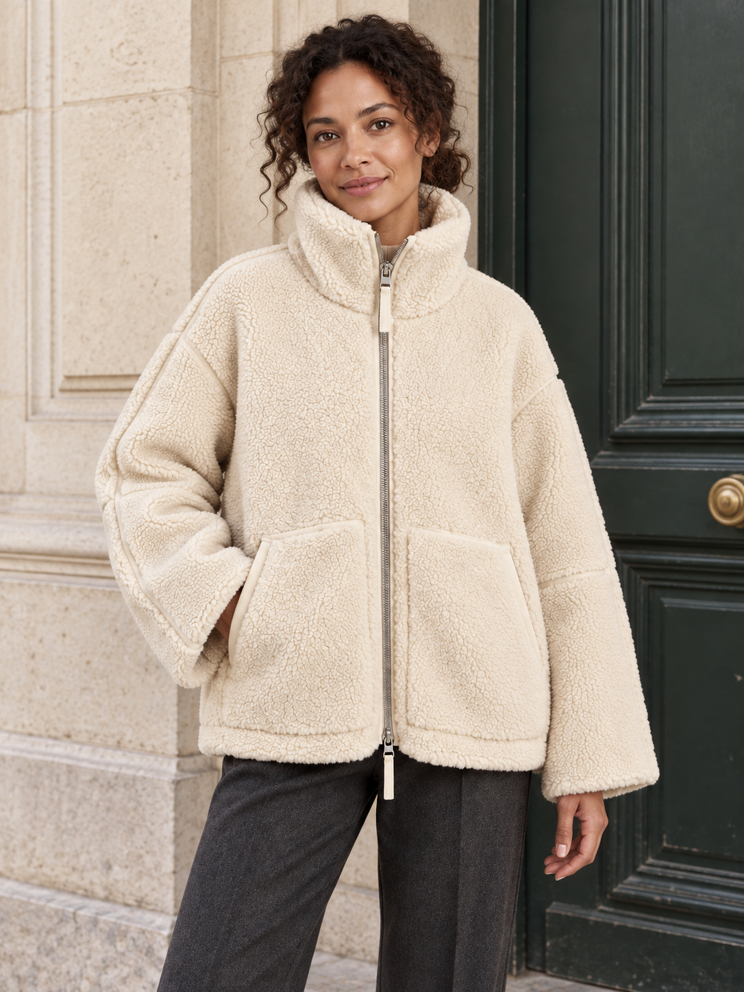 Veste teddy zippée à col montant — Octavie