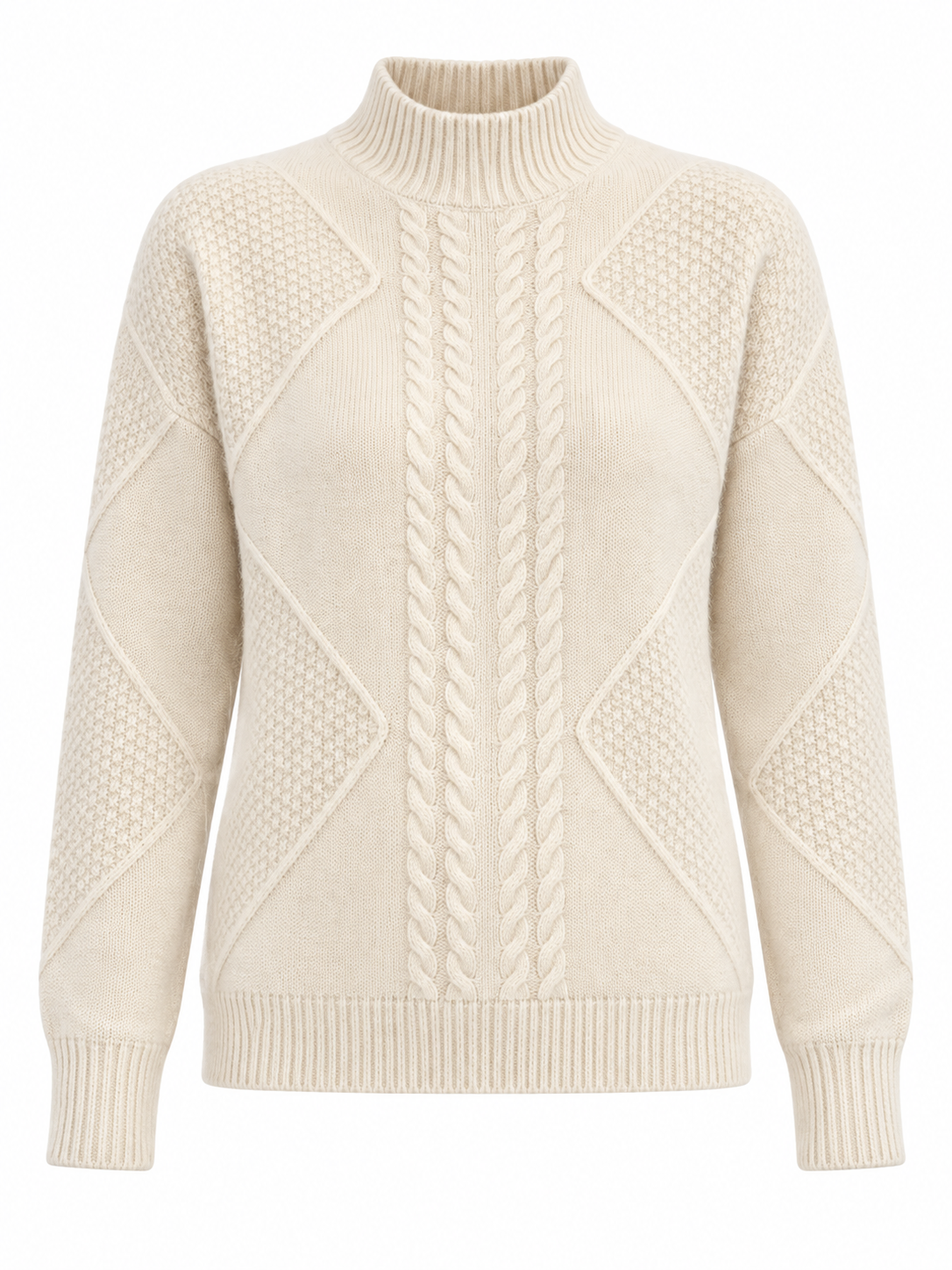 Pull en laine à motifs et col montant — Margot