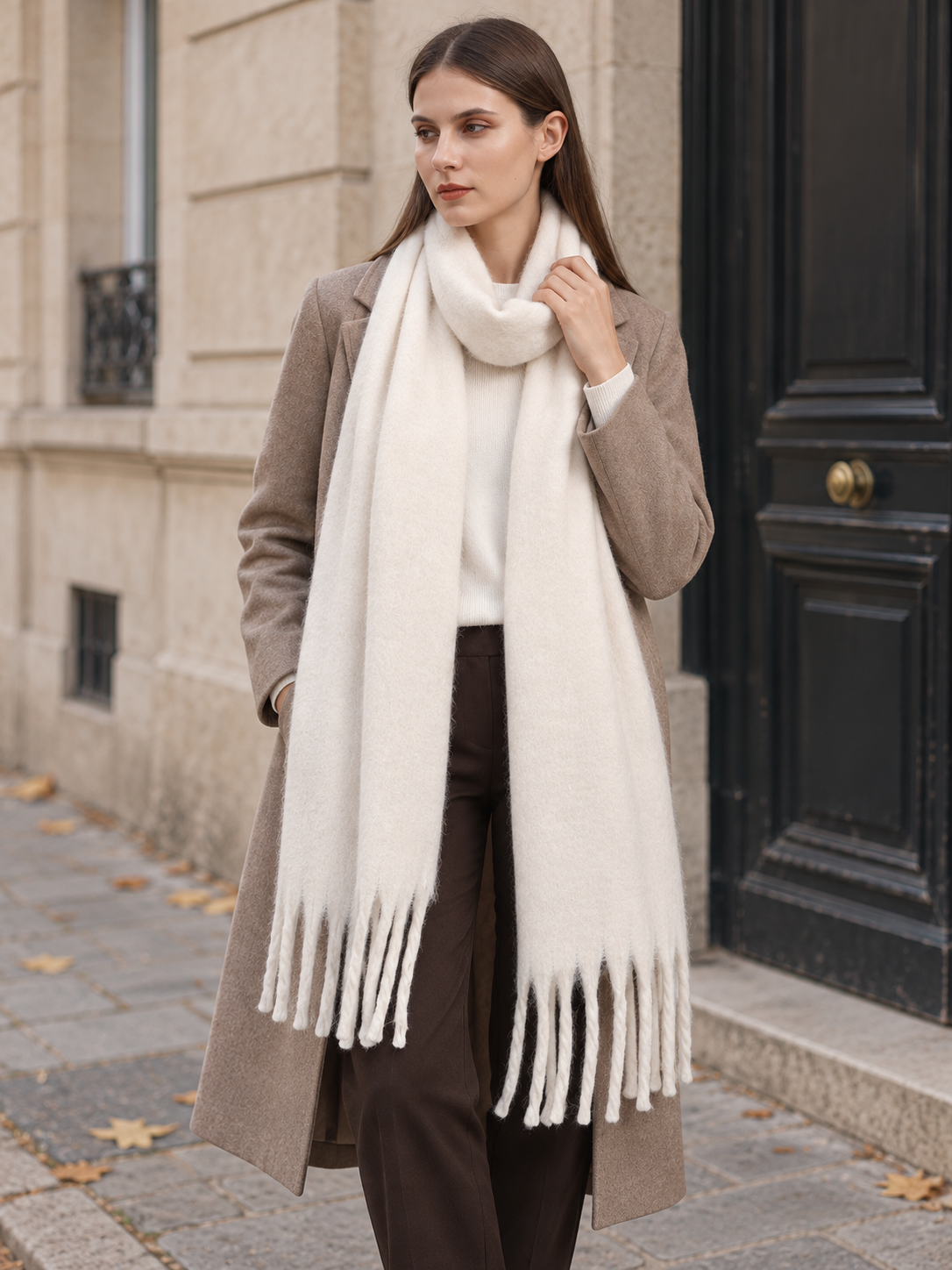 Écharpe unie à longues franges — Éline