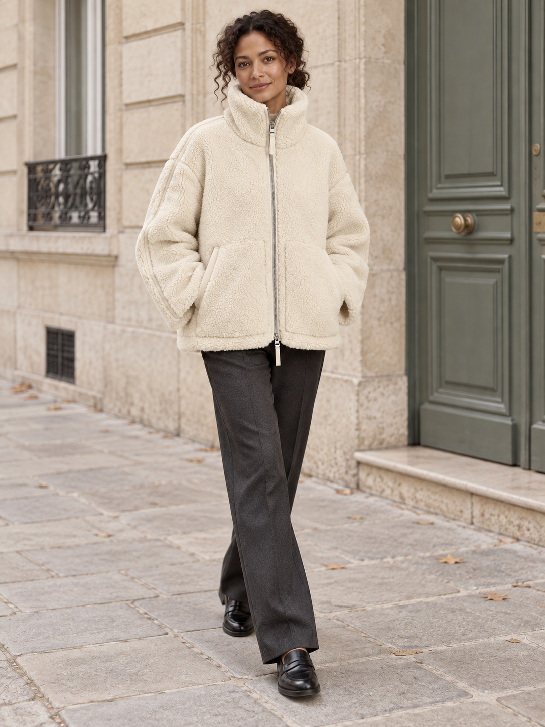 Veste teddy zippée à col montant — Octavie