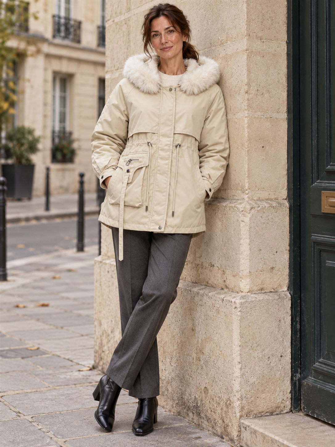 Parka à capuche et doublure aspect fourrure — Solène