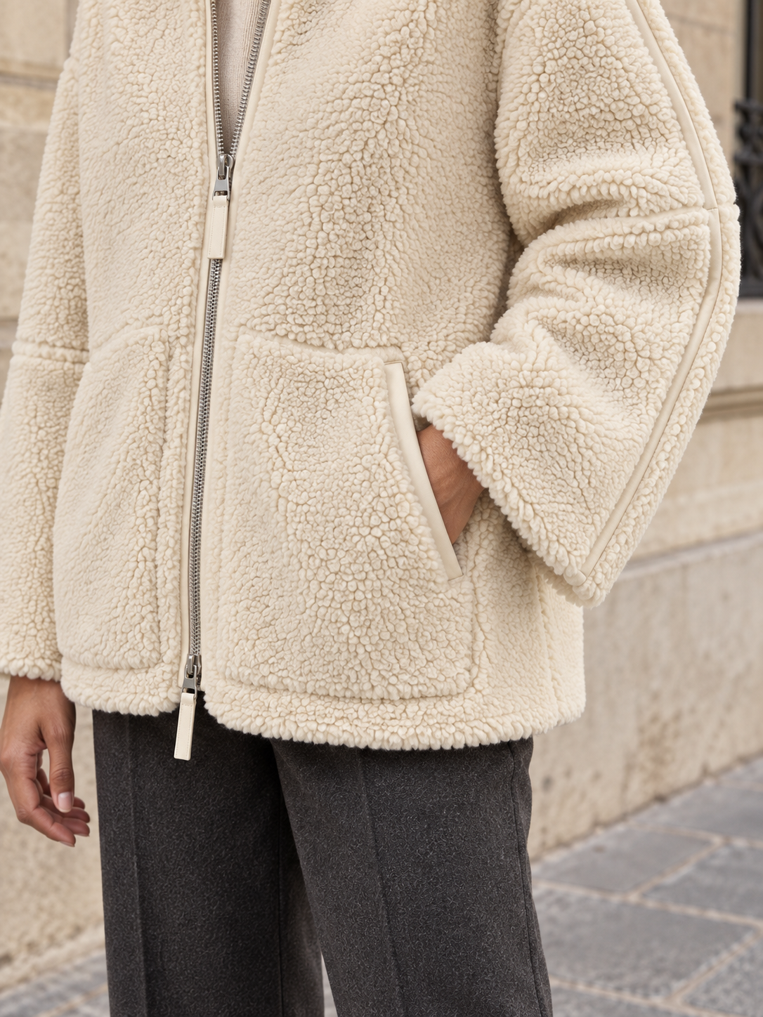 Veste teddy zippée à col montant — Octavie