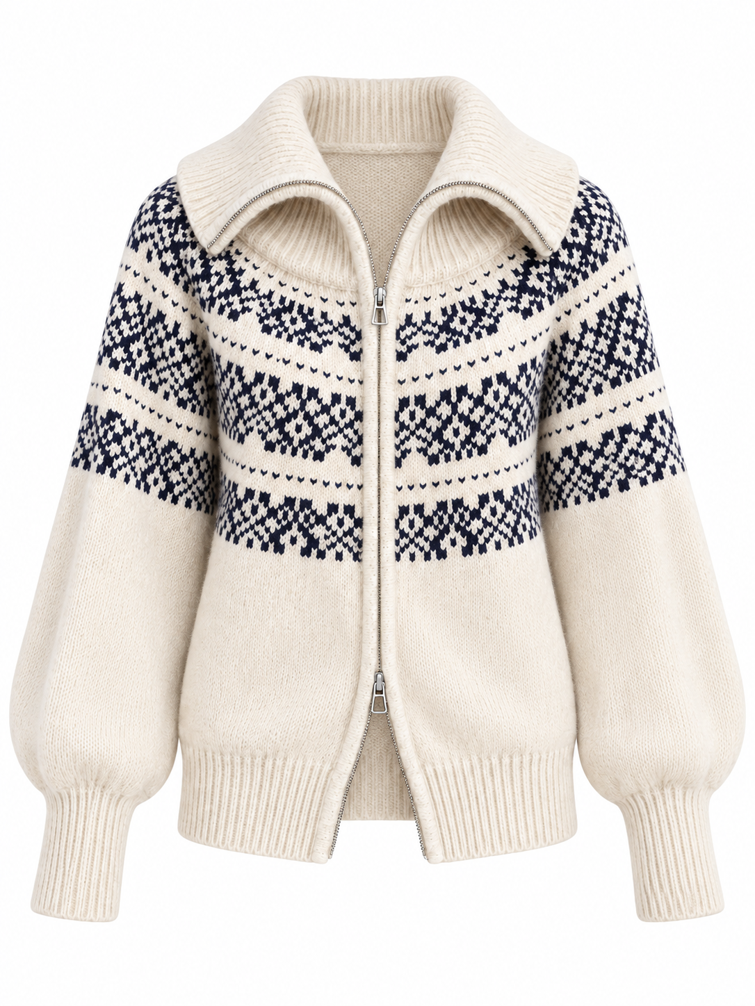 Gilet in lana con zip e motivi jacquard — Juliette