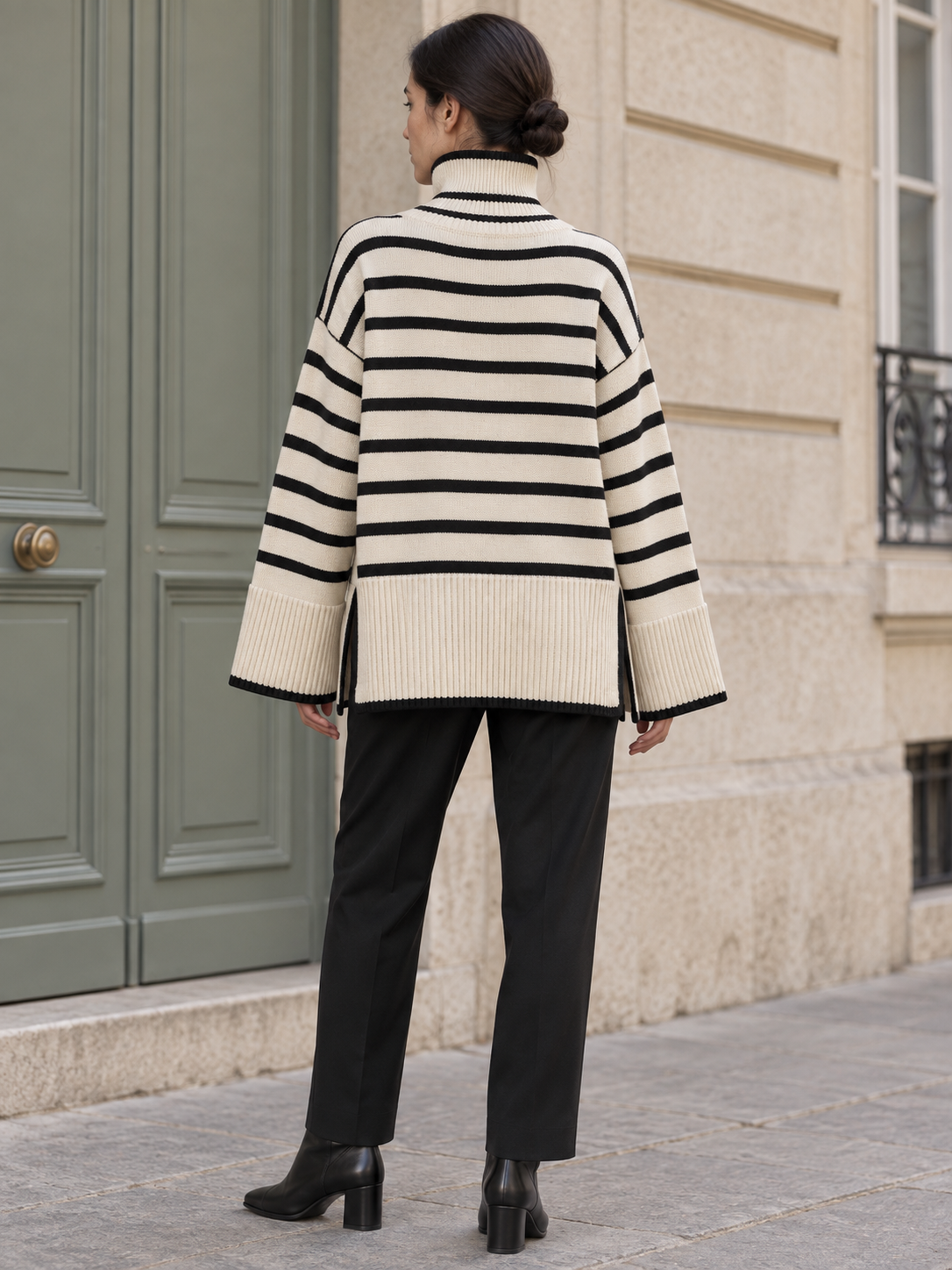 Suzanne — Striped wool turtleneck sweater
