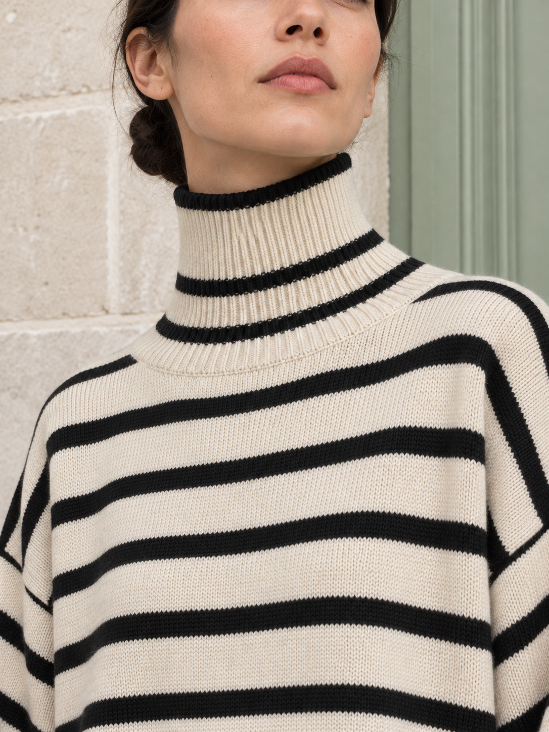 Suzanne — Striped wool turtleneck sweater