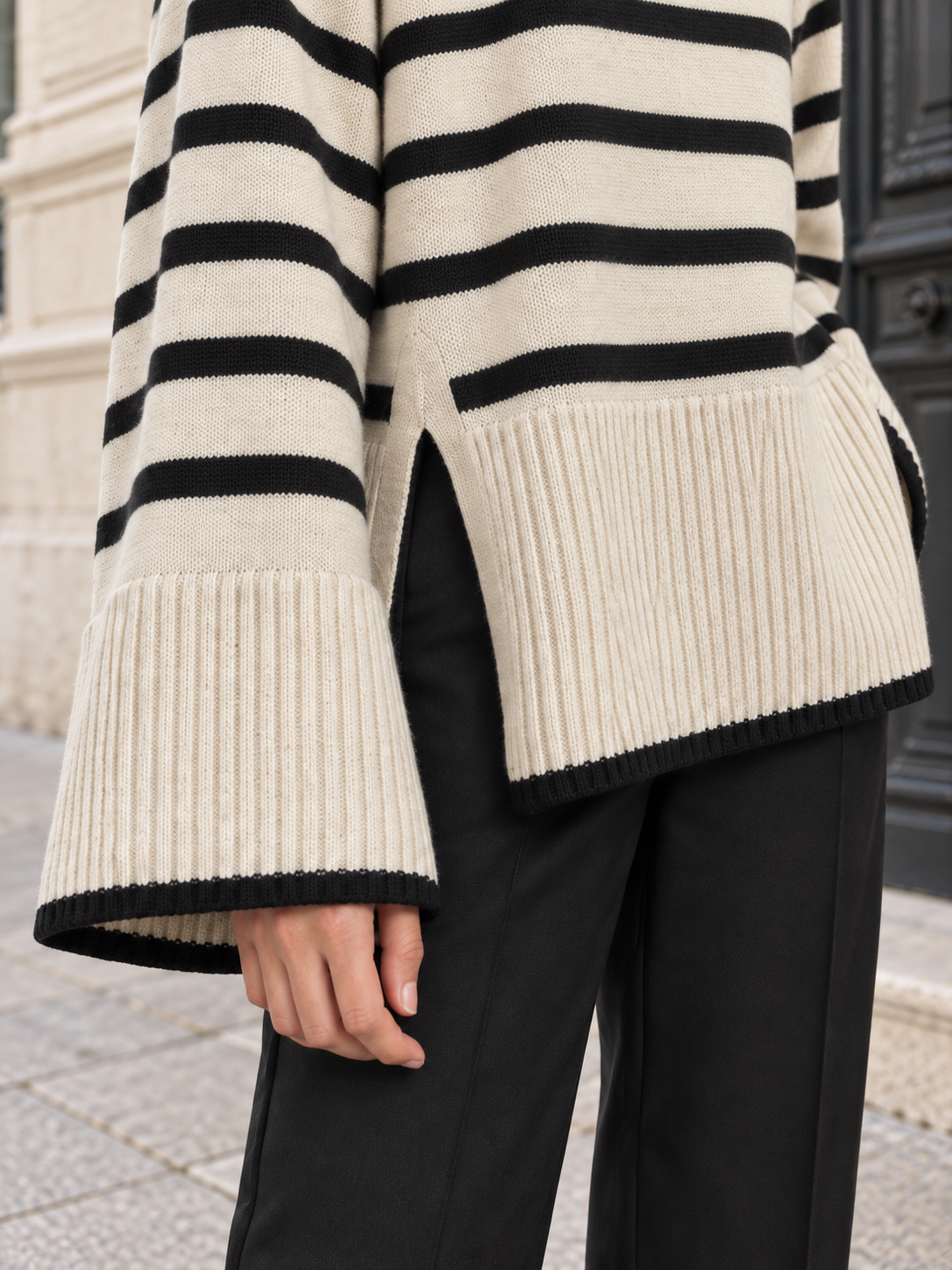 Suzanne — Striped wool turtleneck sweater