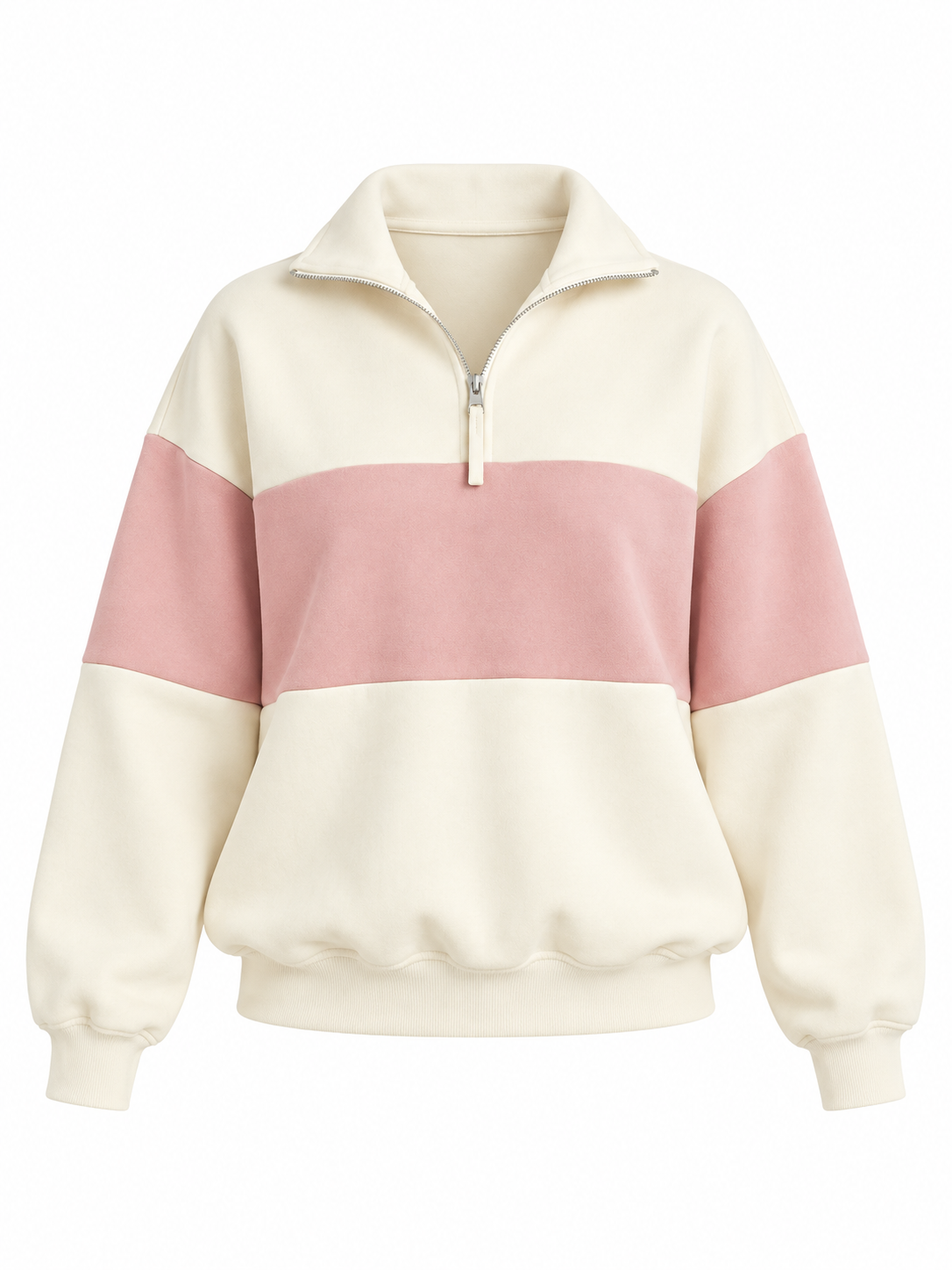 Sweat bicolore en coton à col zippé — Romane