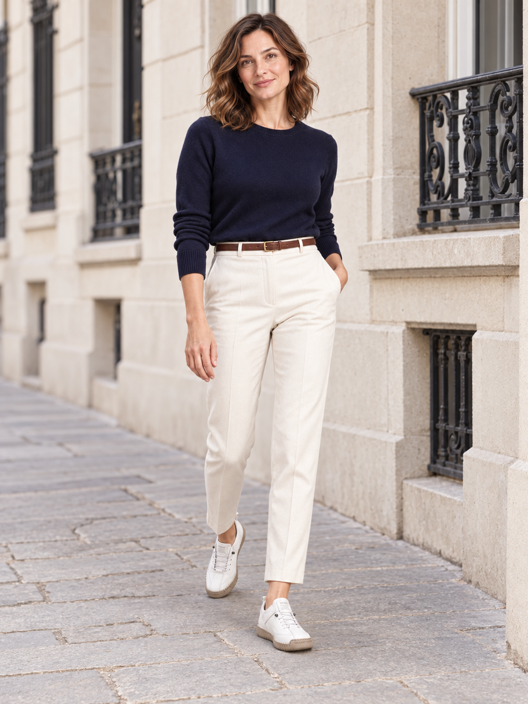 Édith — Blanc — Allure en extérieur.