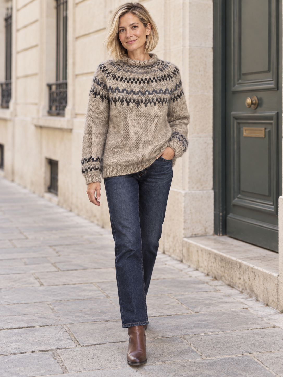 Maglione in lana con motivi jacquard — Adèle