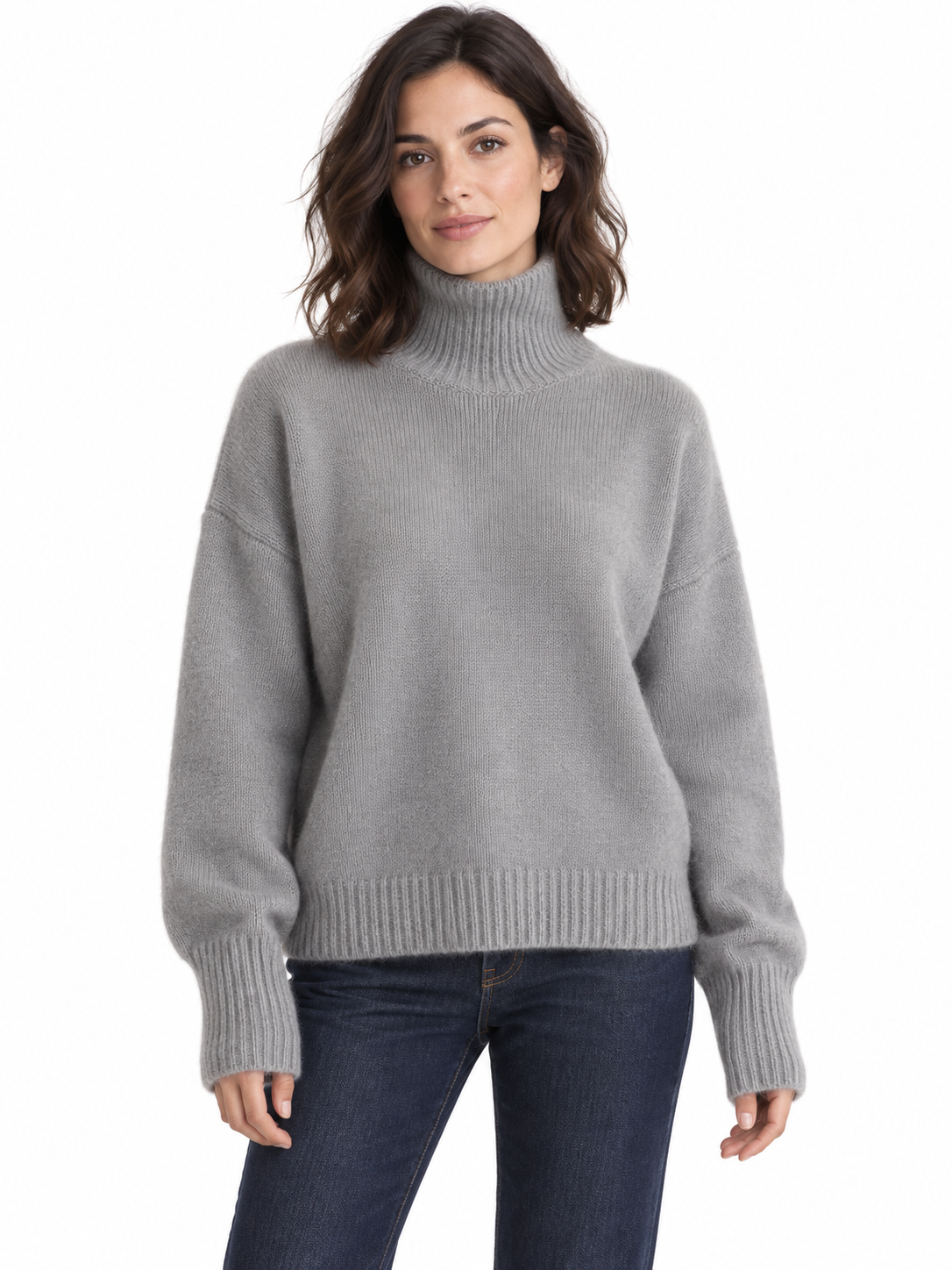 Pull en laine à col montant et poignets longs — Louise