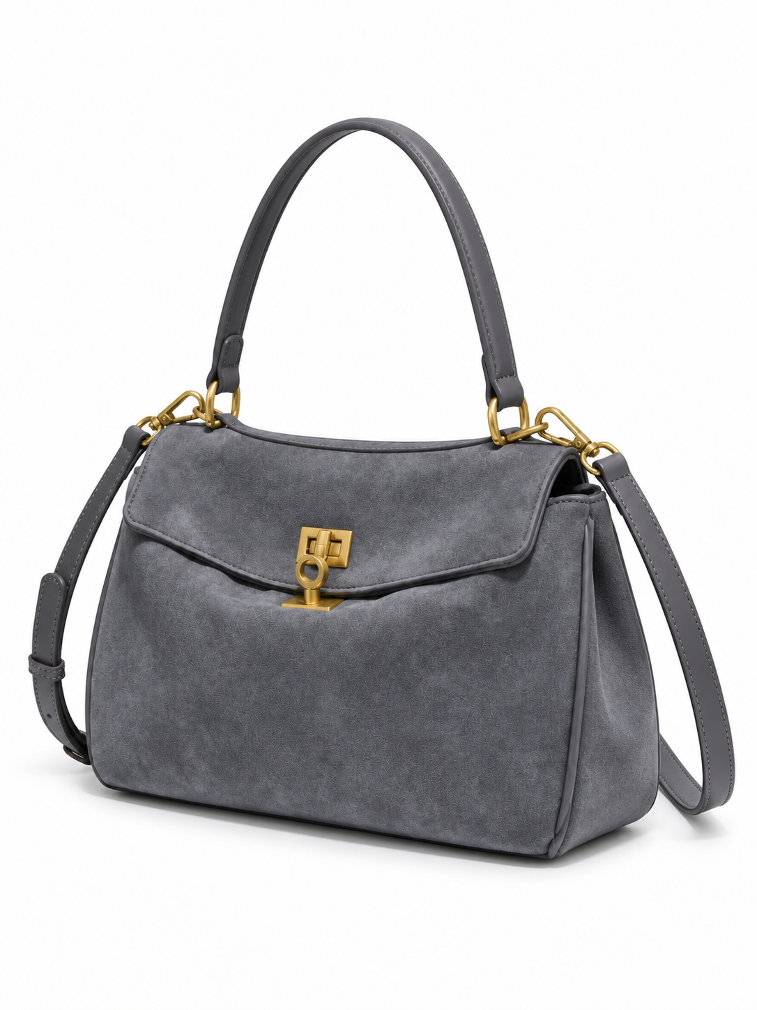 Faustine — Suede bag with gold-tone clasp