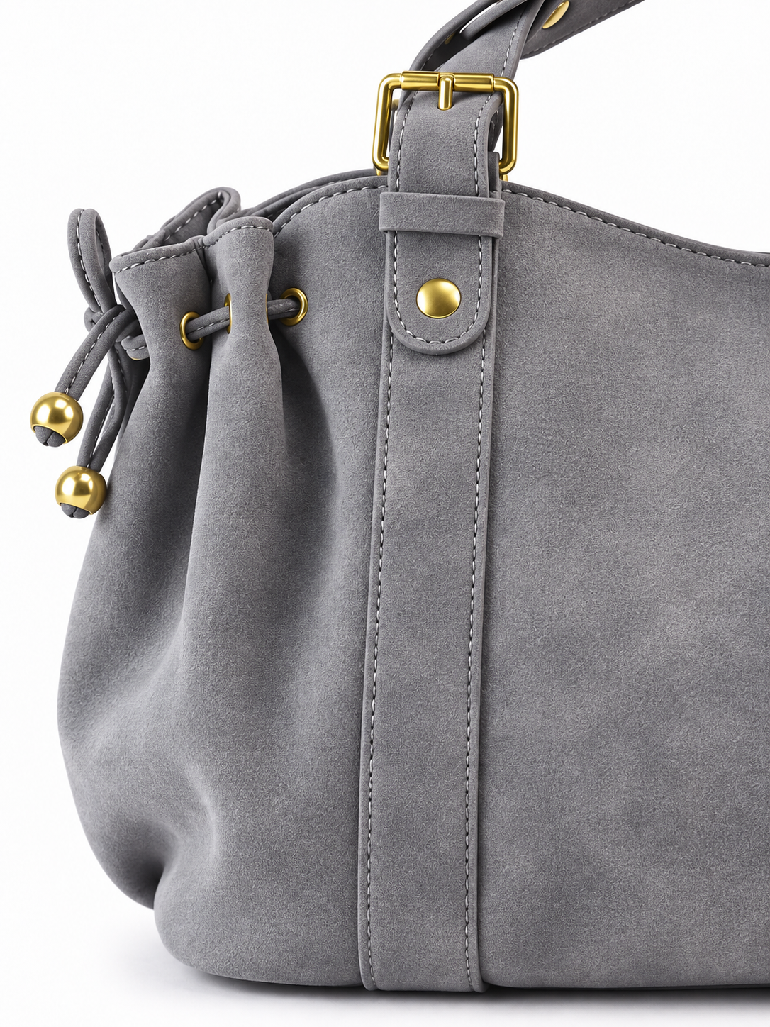 Adèle — Ruched faux suede handbag