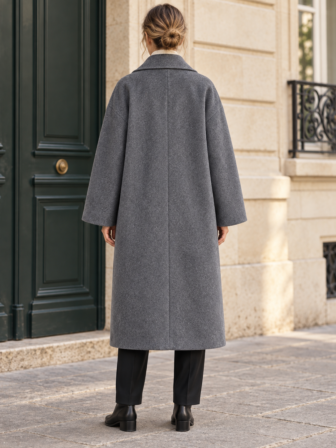 Manteau long en laine à double boutonnage — Gabrielle
