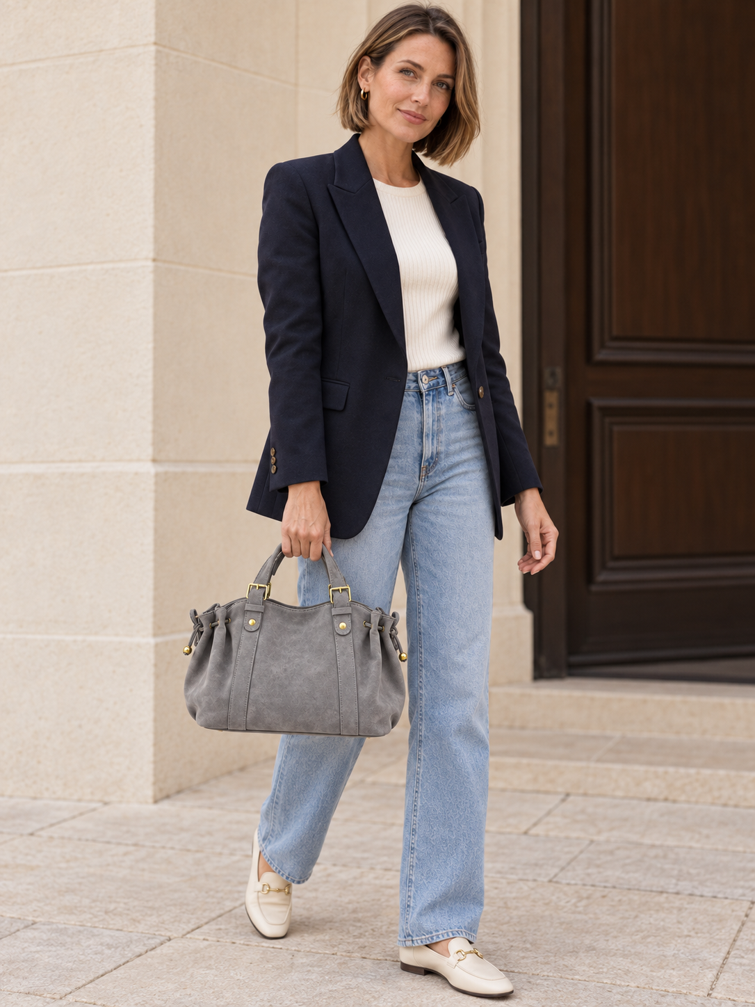 Adèle — Ruched faux suede handbag