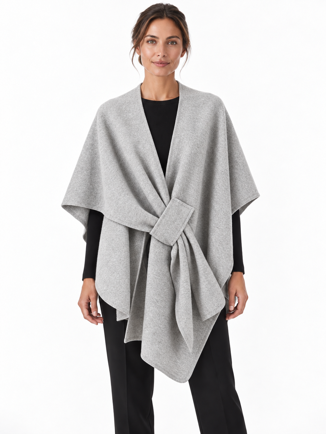 Poncho-châle en coton à passant — Agathe