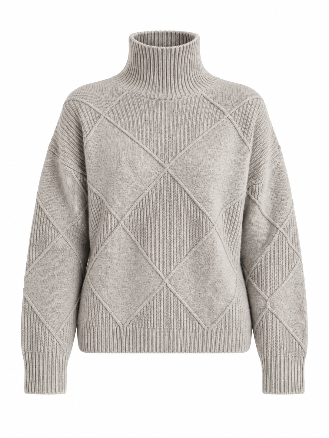 Maglione in lana a rombi con collo alto — Camille