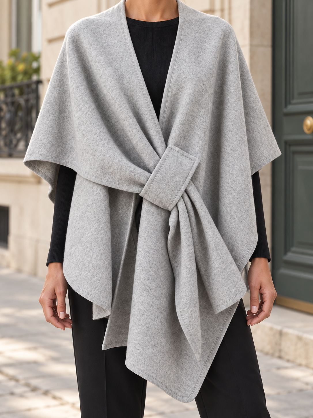 Poncho-châle en coton à passant — Agathe