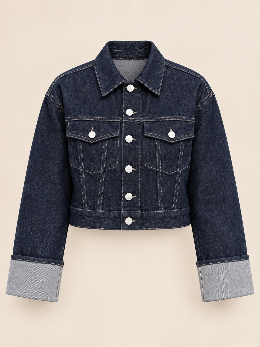 Ninon — Short denim jacket with contrasting cuffs