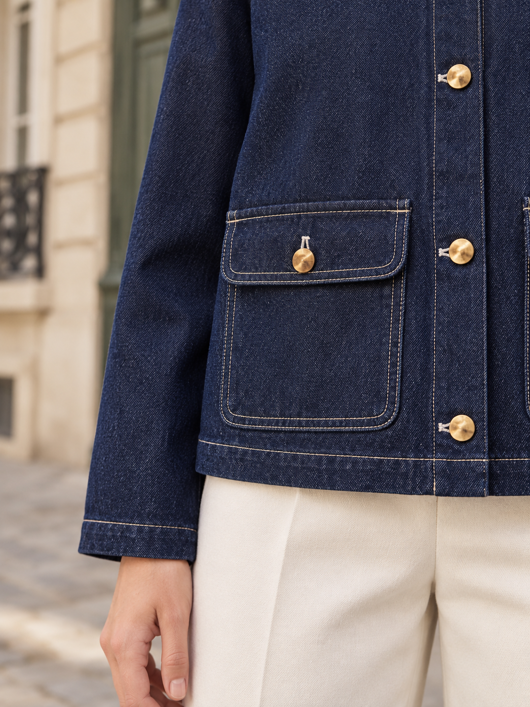 Giacca di jeans con girocollo — Solange