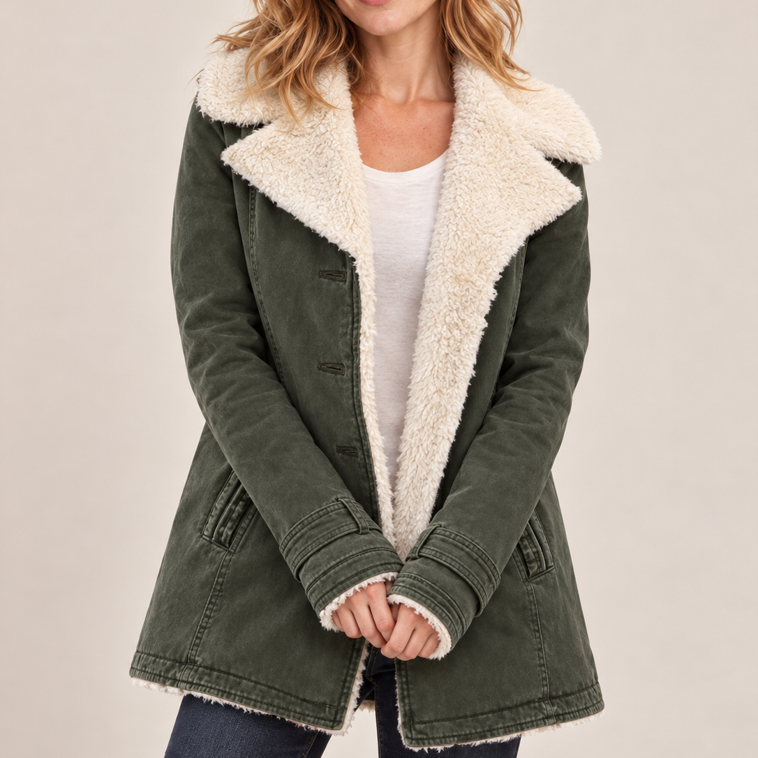 Parka à grand col aspect polaire — Mélina