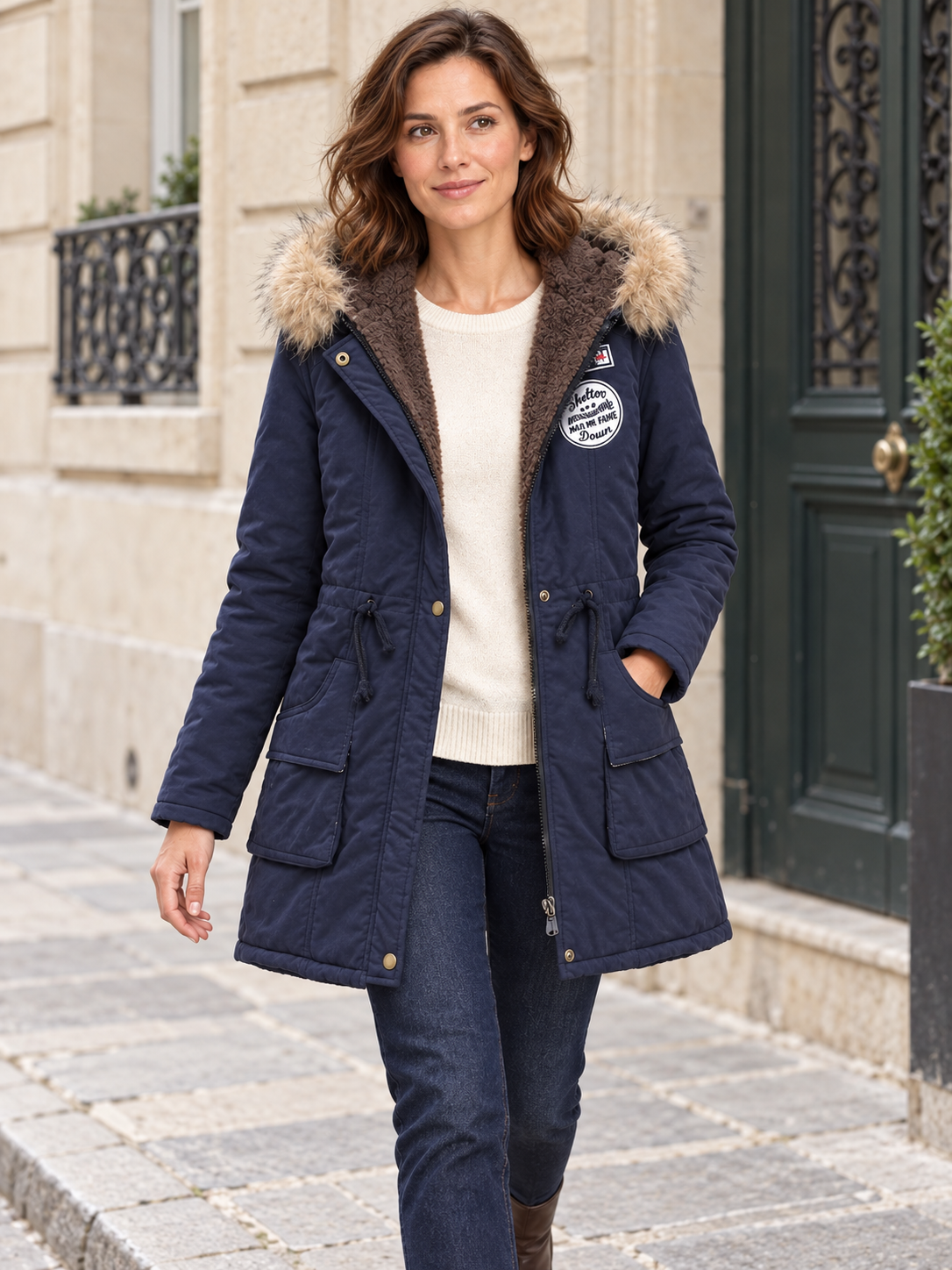 Parka con cappuccio e fodera in pile — Éloïse