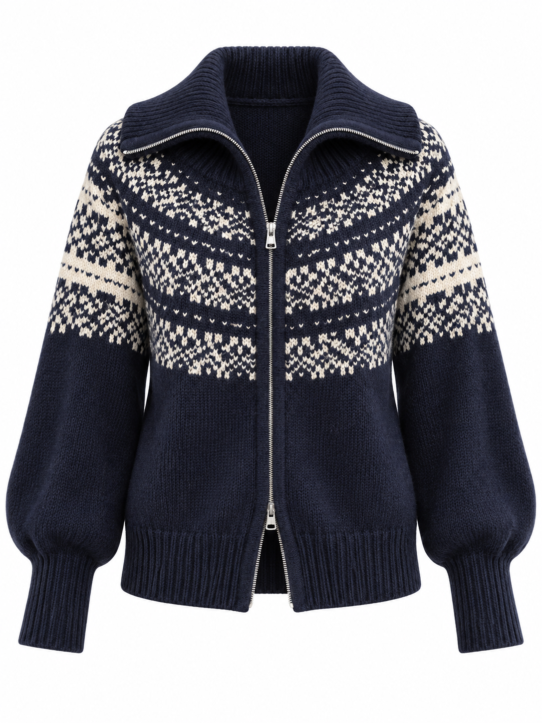 Gilet in lana con zip e motivi jacquard — Juliette