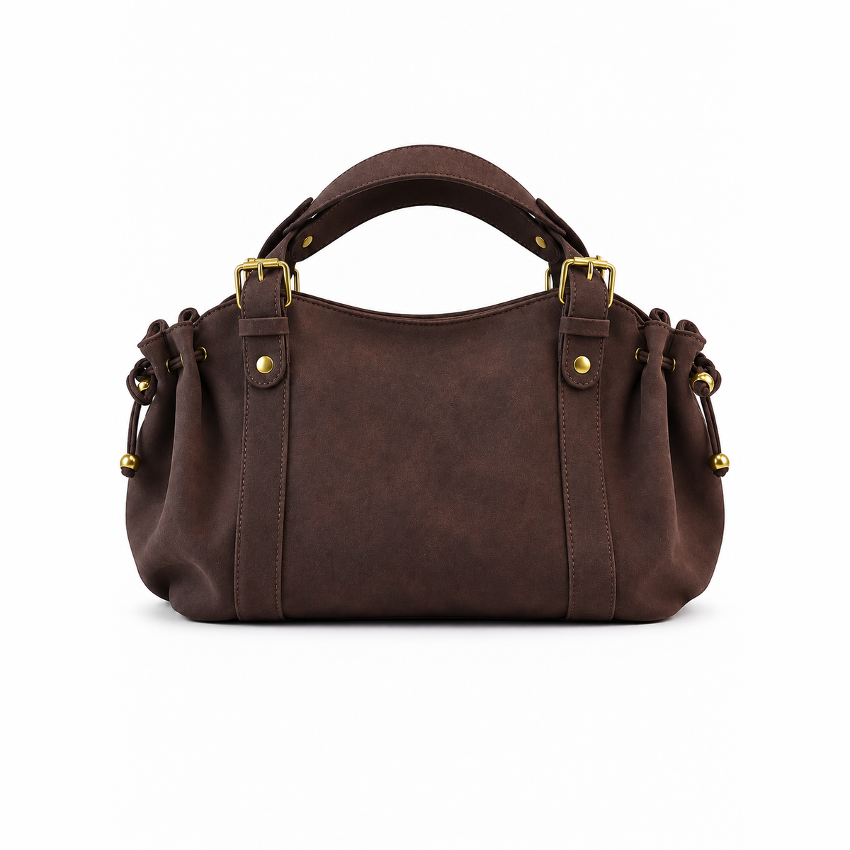 Adèle — Ruched faux suede handbag