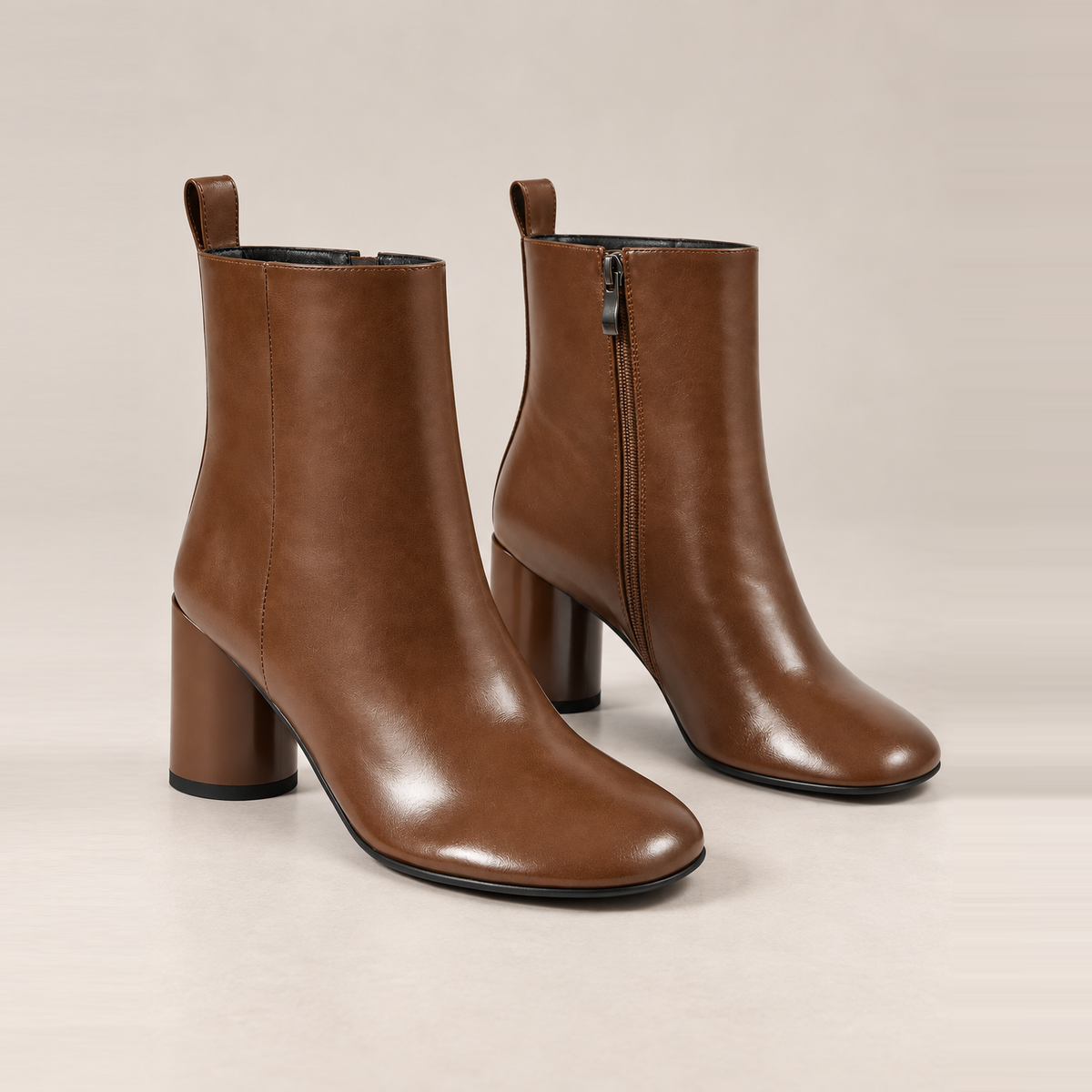 Bottines en cuir à talon arrondi — Émeline