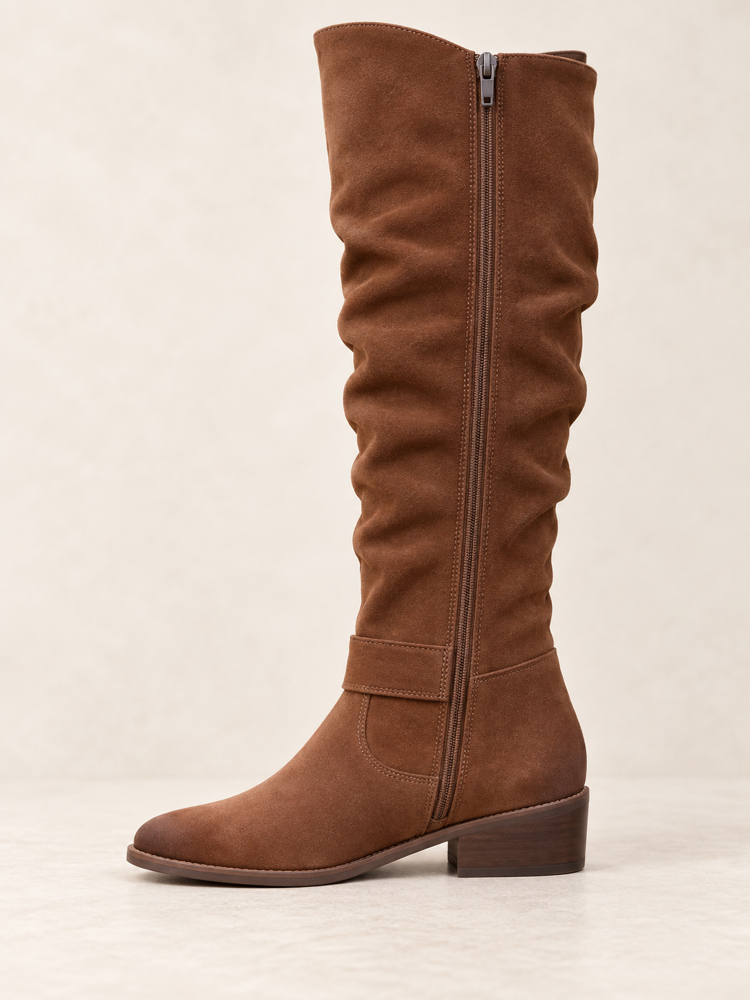 Bottes en suède à tige plissée — Émilie