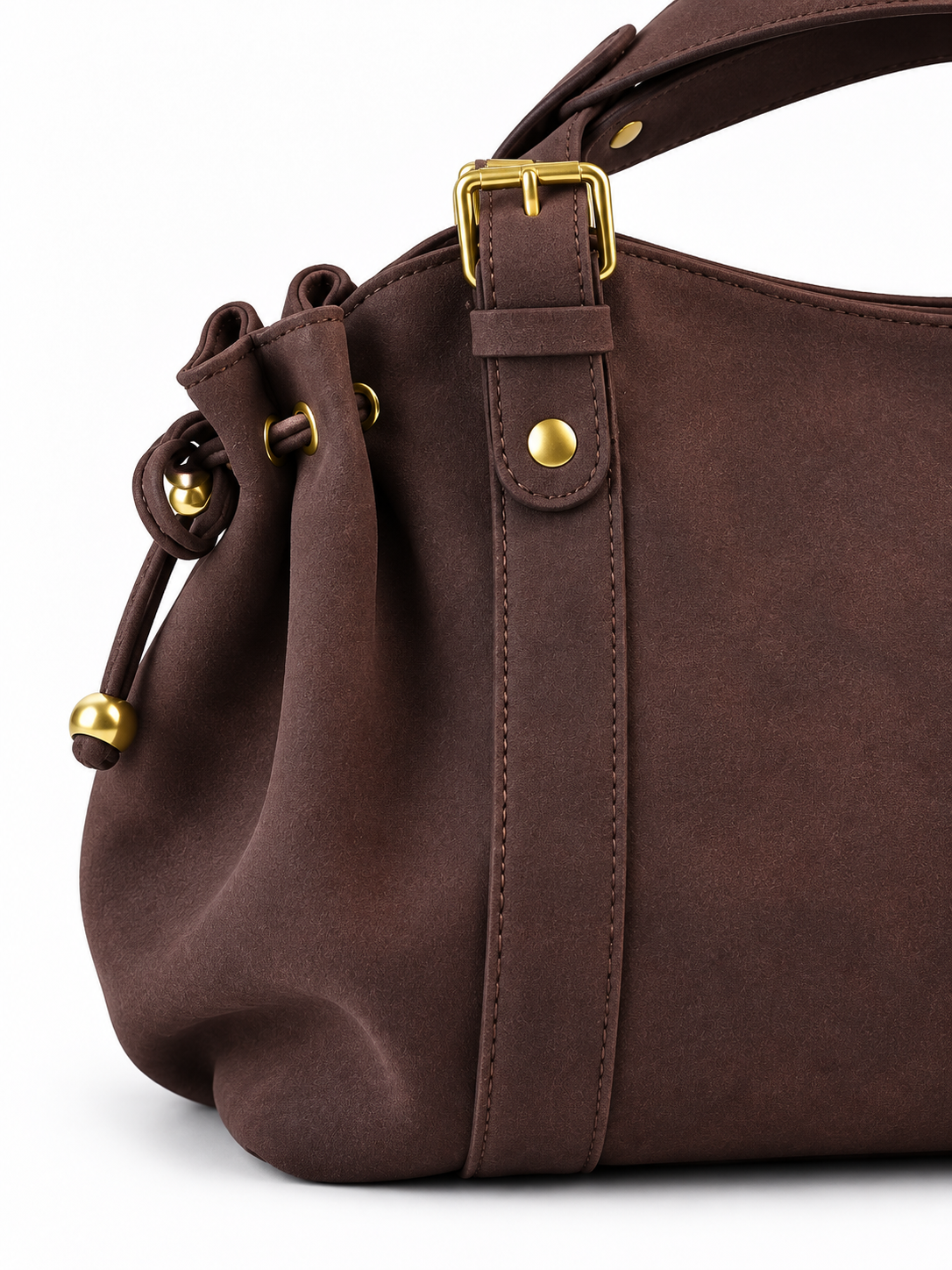 Adèle — Ruched faux suede handbag