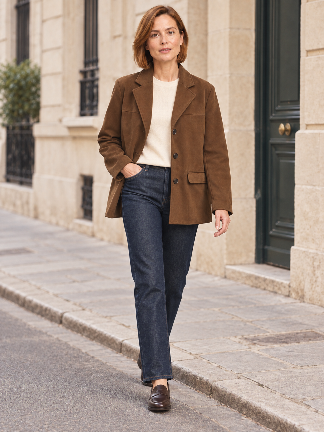 Veste en suédine à trois boutons — Mathilde