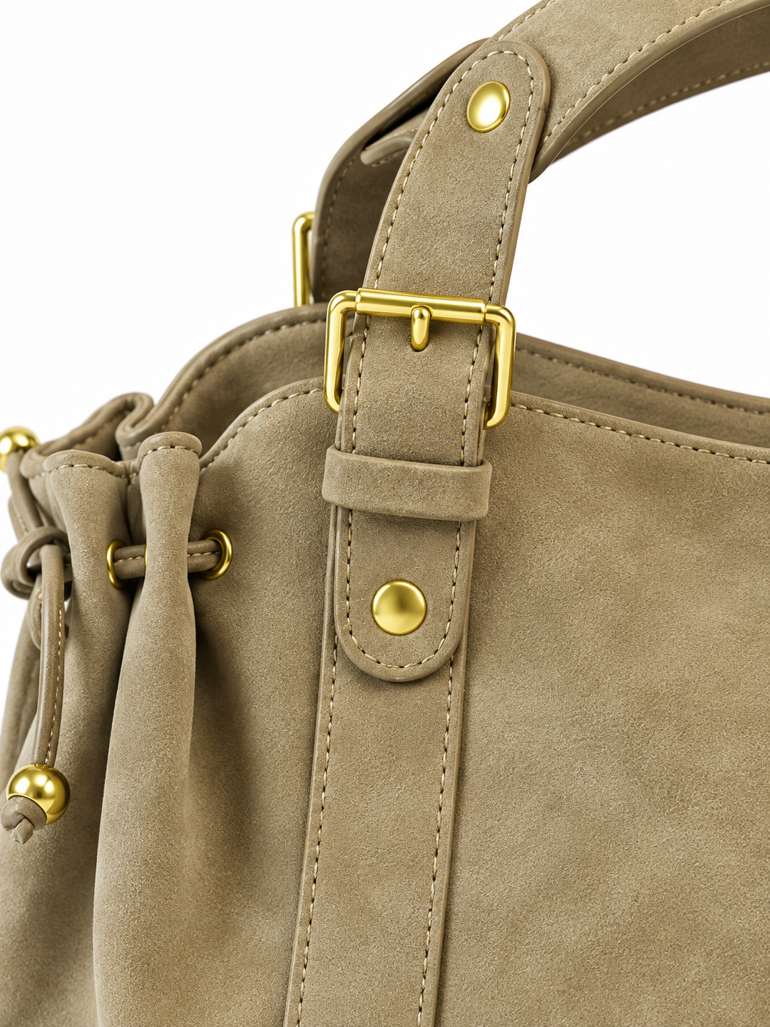 Adèle — Ruched faux suede handbag