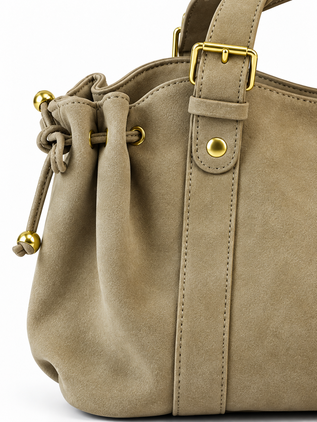Adèle — Ruched faux suede handbag