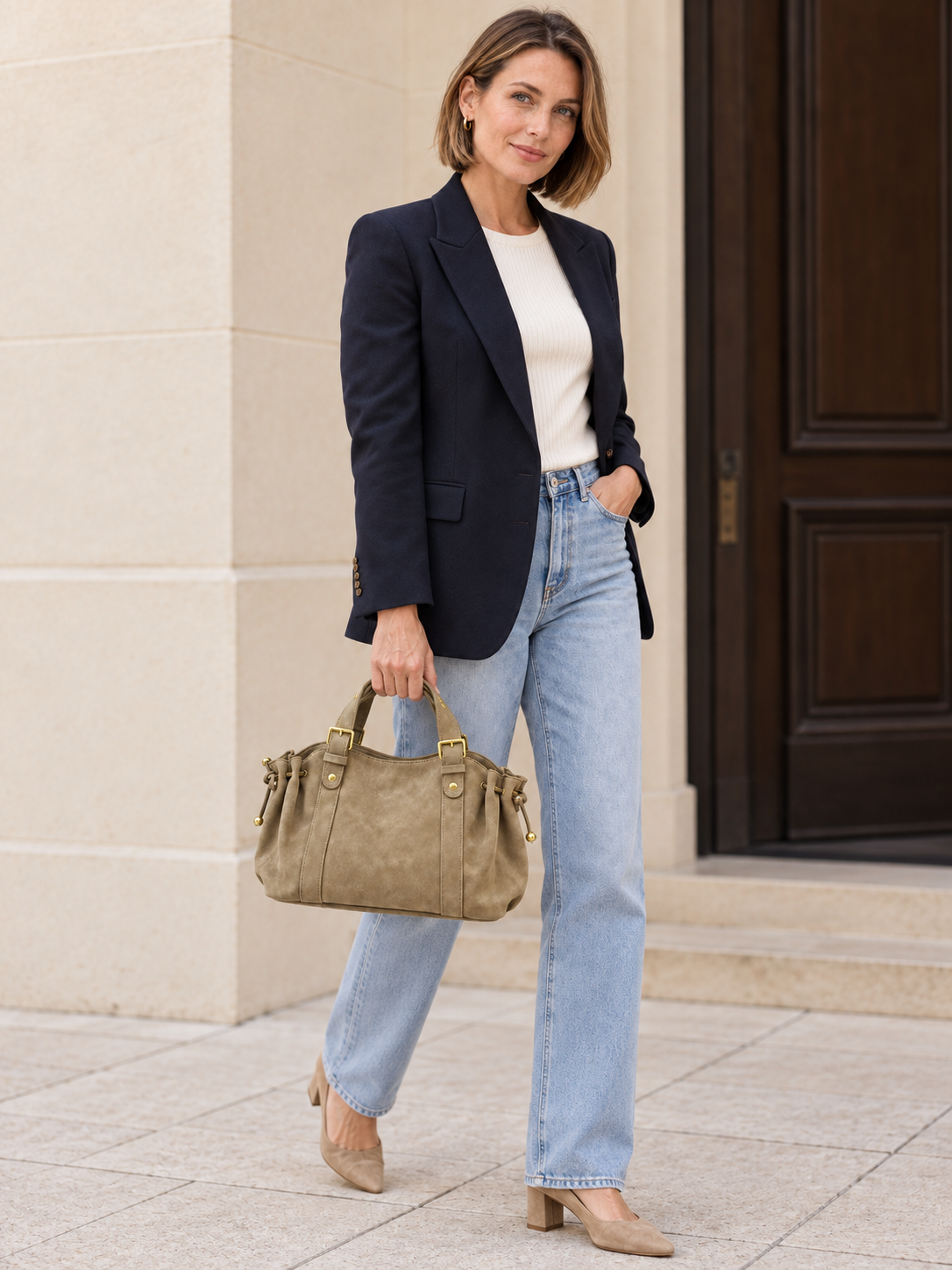 Adèle — Ruched faux suede handbag